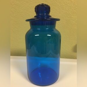 Vintage Blue Apothecary Canister with Lid